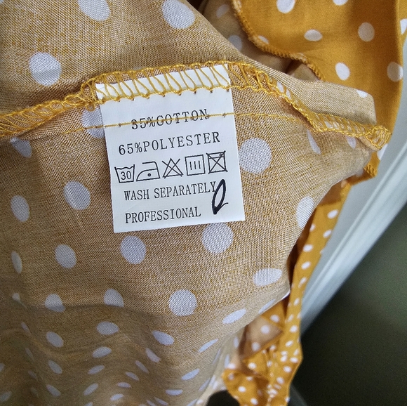 Yellow Polkadot Wrap Dress - Picture 4 of 5